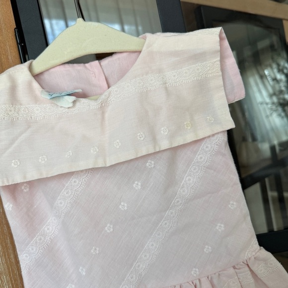 Vintage 1970s Dress Bundle toddler girl pleated embroidered lace ruffle collar - Picture 9 of 13